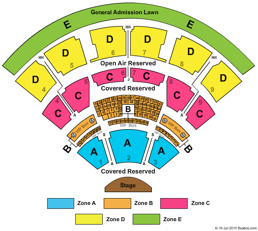 Coastal Credit Union Music Park at Walnut Creek End Stage Zone Seating Chart